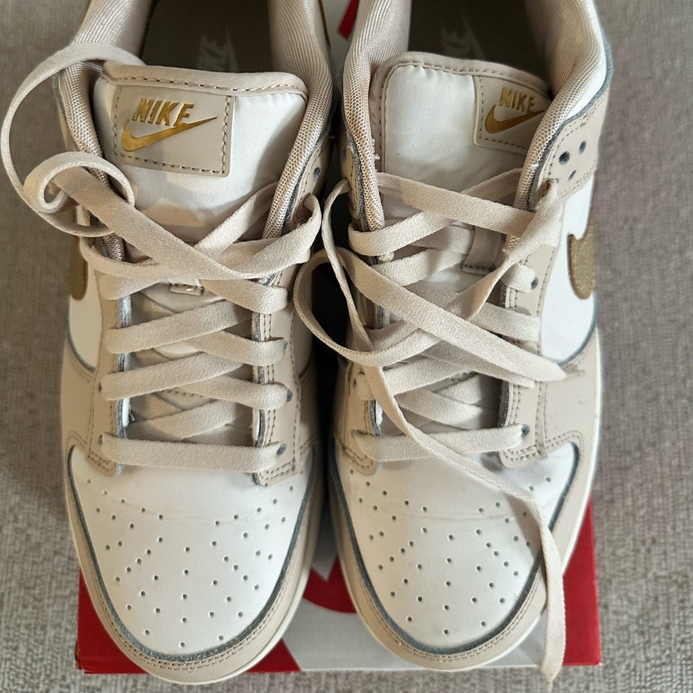 Nike Beige and Gold Dunk Low Sneakers - Picture 2 of 8